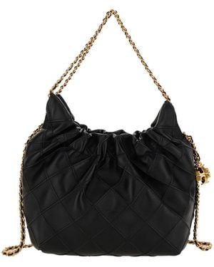 Tory Burch 'Fleming' Shoulder Bag With Chain-Link Shoulder Strap - Black