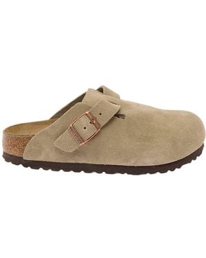 Birkenstock 'Boston' Mules With Engraved Logo - Brown