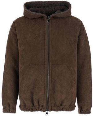 VALENTINI 1972 Shearling With High Collar And Leather Front Clos - Brown