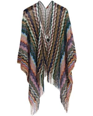 Missoni Poncho 'Poncho' Multicolored With Zigzag Motif - Black