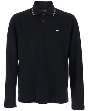 Emporio Armani Polo Shirt Long Sleeve - Blue