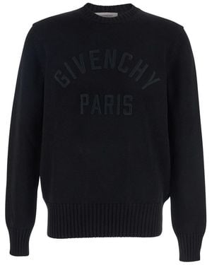 Givenchy Girocollo Logo Ricamato Grande - Blu