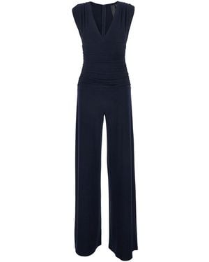 Norma Kamali Jumpsuit With V-Neck And Ruffle Design - Blue
