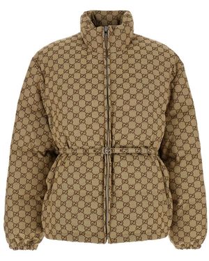 Gucci Quilted GG Canvas Down Jacket - Brown