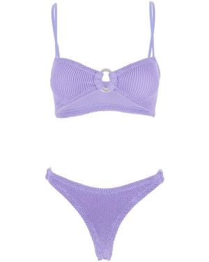 Hunza G Bikini With Fixed Straps And Cut-Out - Purple