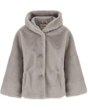 VALENTINI 1972 Ecoleather Hooded Shearling For - Grey