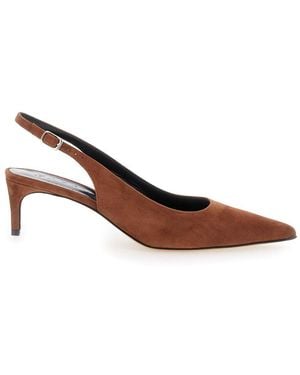Le Plain 'Luisa' Slingback Court Shoes With Low Heel - Brown