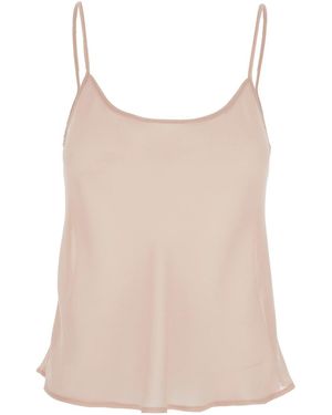 Plain Top With Spaghetti Straps And Square Neck - Natural