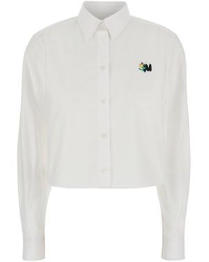 MSGM Shirt With Classic Collar And Long Sleeves - White