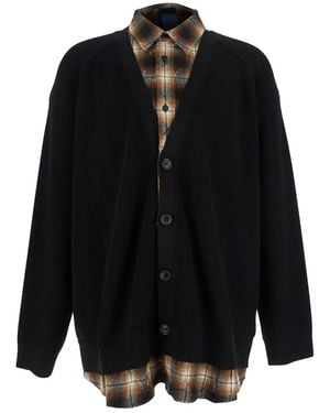 Juun.J Sweater With Layered Design And Classic Collar - Black