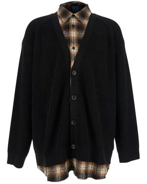 Juun.J Jumper With Layered Design And Classic Collar - Black