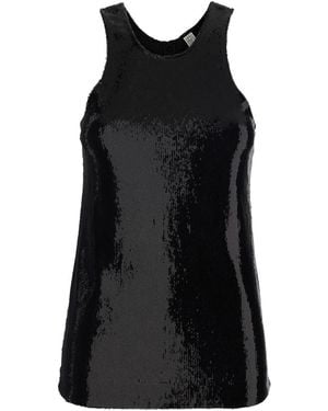 TOTEME Top With Round Neck And All-Over Sequins Decoration - Black