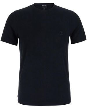 Giorgio Armani Jersey Bamboo Girocollo Con Ricamo Petto - Black