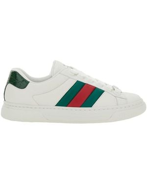 Gucci 'Hyperace' Low Top Trainers With Web Detail On The Side In - White