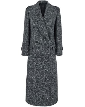 Le Plain Double-Breasted Coat With Wide Notched Revers - Grey