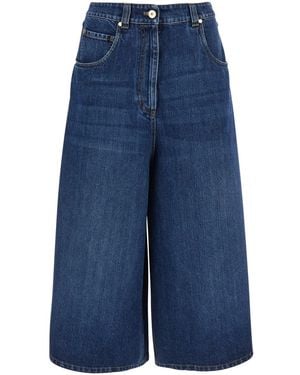 Brunello Cucinelli Shorts With Monile On The Back - Blue