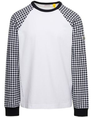 Moncler Genius Long Sleeve T-Shirt With Houndstooth Pattern On S - Black