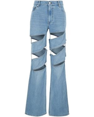 Coperni Light Jeans With Cut-Out Spiral Design And Logo Patch On The Rear - Blue