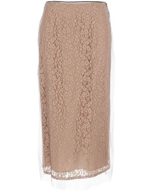 Fendi Tube Skirt With All-Over Floral Embroidery - Natural