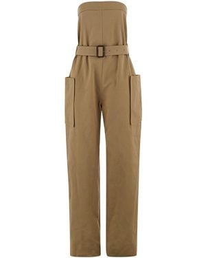Saint Laurent Cotton Gabardine Jumpsuit - Natural