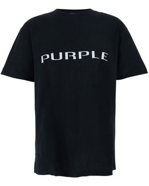 Purple Brand Crewneck T-Shirt With Logo Lettering On The Front I - Black