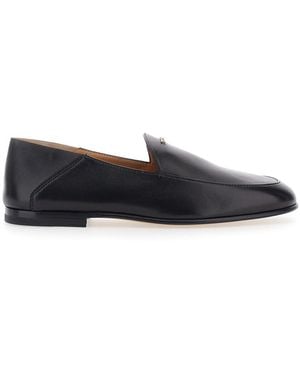 Tod's Loafers With Logo Lettering Plate On The Front - Black