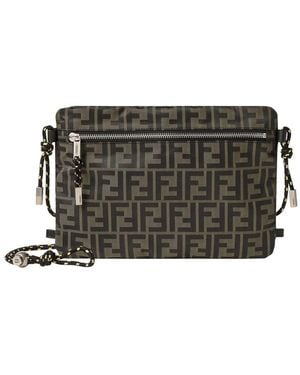 Fendi Ff Allover Zip Con Laccetto - Grey