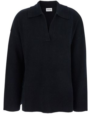 P.A.R.O.S.H. P.A.R.O..H. Jumper With Polo Shirt Style Collar And Dropped Sh - Blue