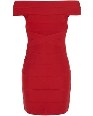 ROTATE BIRGER CHRISTENSEN Mini Fitted Knit Dress With A Fitted Design And A Soft Fabric - Red