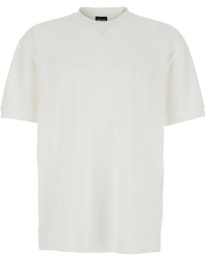 Giorgio Armani Crewneck T-Shirt With Logo On The Front - White