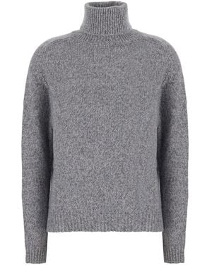 SOLOCASCMIR High Neck Pull Con Collo Alto E Maniche Lunghe - Grigio