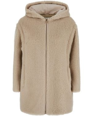 Max Mara Spadino Coat With Notched Revers And Long Sleeves - Natural