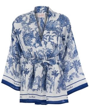MC2 Saint Barth Carly Scarf With Jungle Oceania Print - Blue