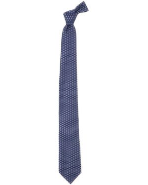 Ferragamo Cravatta '4-Zoe' Con Motivo Gancini All-Over - Blu