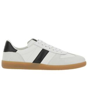 Tom Ford 'Archer' Low Top Sneakers With Logo Lettering On Tongue And Heel And Contrasting Heel - White