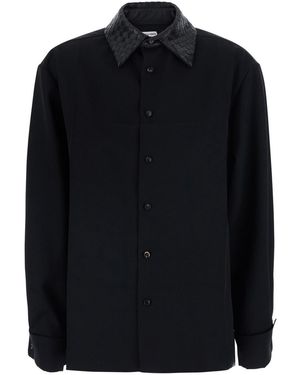 Bottega Veneta Shirt With Intreccio Collar - Black