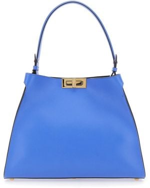 Fendi Way' Handbag With Removable Handle And Turn Lock In - Blue