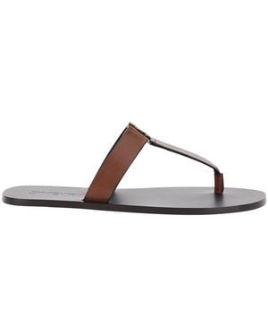 Saint Laurent Sandals 'Babylone' With Crossed Straps - Brown