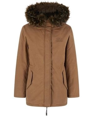MC2 Saint Barth Jacket Brenna Wax With Collar And Long Sleeves - Brown
