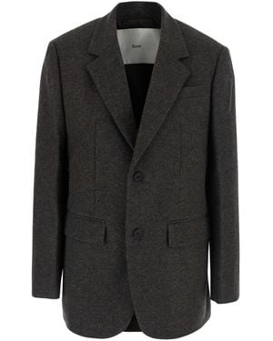 DUNST Classic 2 Button Wool Blazer Con Collo A Rever E Tasche Laterali - Nero