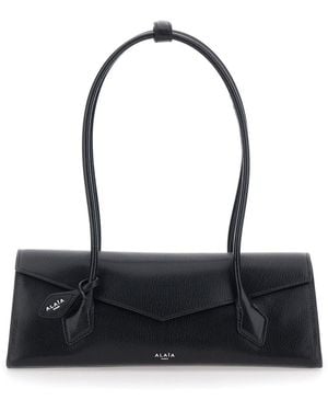 Alaïa Shoulder Bag Teckel Flap Medium With Leather Details And L - Black