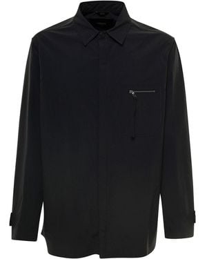 Fendi Jacket With Patch Zipped Pocket And Logo - Blue