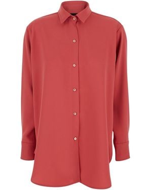 Le Plain Long-Sleeved Shirt With Classic Collar And Button Closure - Red