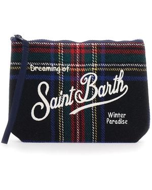 MC2 Saint Barth Pochette Aline Wool Con Tartan, 70% Gomma E 30% Polies - Blu