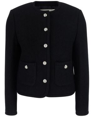 DUNST Classic Tweed Jacket Con Collo, Maniche Lunghe E Chiusura Fronta - Nero