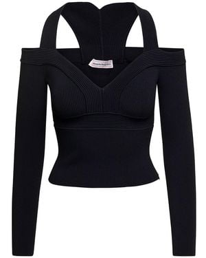 McQueen Long Sleeve Halter Neck Top - Black