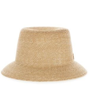 Saint Laurent Cappello Fedora Con Spilla Cassandre Color Oro Sul Front - Neutro