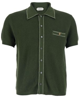 Versace Look 20 Croche Polo With Collar And Short Sleeves - Green