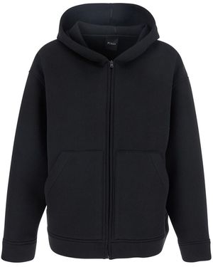 Plain Jacket With Fixed Hood And Two Front Pockets - Blue