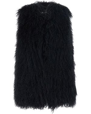 Le Plain Real Lamb Fur Gilet With And 100% Tibet Fur For - Black